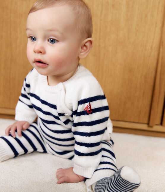 Ensemble 2 pièces bébé rayure marinière en tricot bleu MARSHMALLOW/ SOIR
