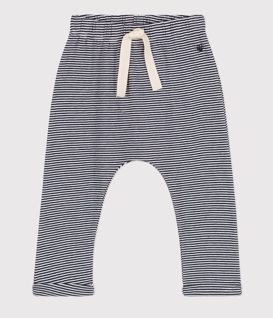 Pantalon en coton bio bébé bleu SMOKING/blanc MARSHMALLOW