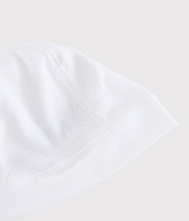 Bonnet naissance b&eacute;b&eacute; blanc en coton blanc