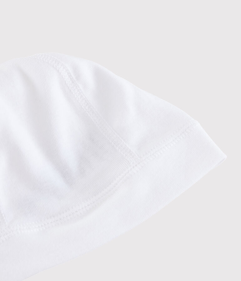 Bonnet naissance b&eacute;b&eacute; blanc en coton blanc ECUME
