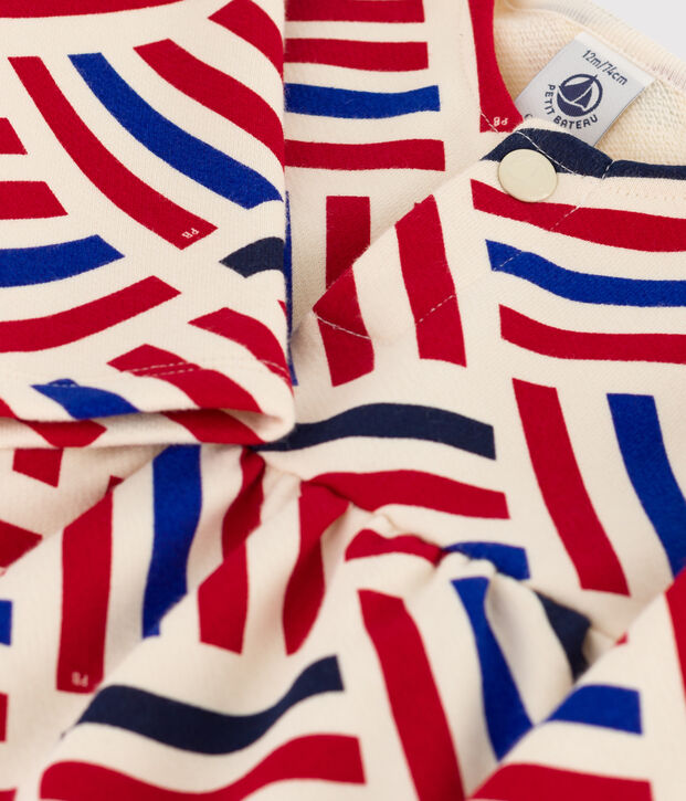 Robe manches longues imprim&eacute;e graphique b&eacute;b&eacute; en molleton &eacute;cru/multicouleur