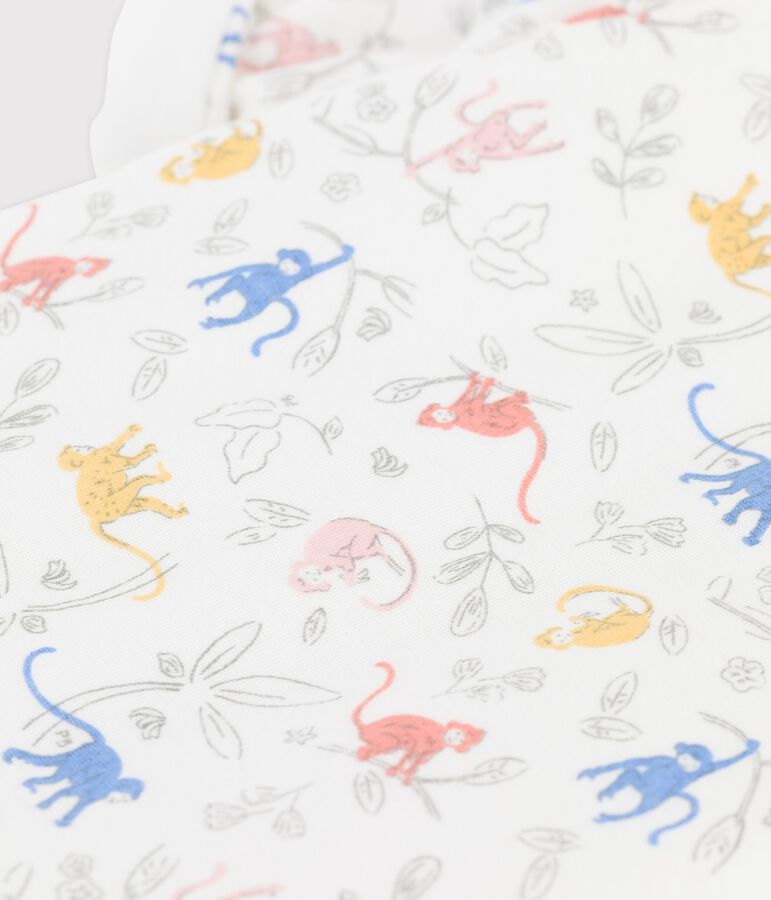 Combinaison longue imprim&eacute;e en tubique bio b&eacute;b&eacute; blanc MARSHMALLOW/blanc MULTICO