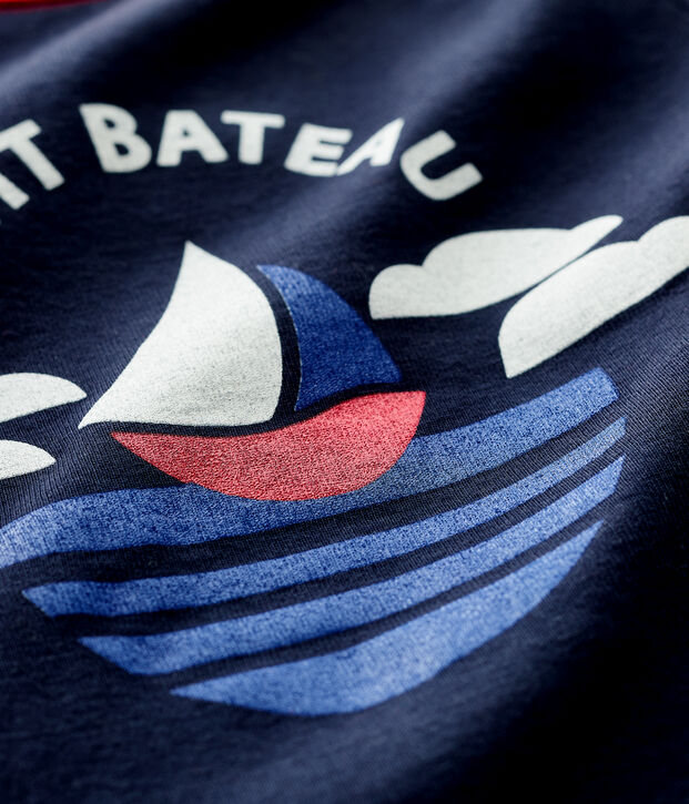Tee-shirt manches courtes en coton b&eacute;b&eacute; gar&ccedil;on bleu marine