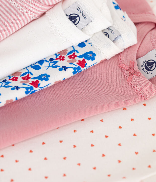 Lot de 5 bodies manches longues fleuri en coton  b&eacute;b&eacute; multicouleur