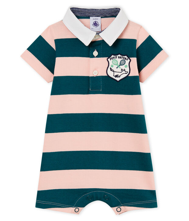 Combicourt polo b&eacute;b&eacute; gar&ccedil;on ray&eacute; vert/rose