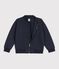Cardigan enfant en coton uni bleu marine