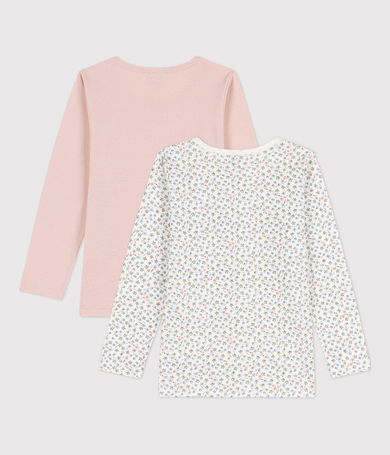 Lot de 2 tee-shirts manches longues petite fille en coton multicouleur