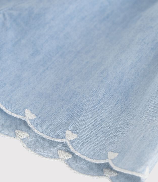 Short b&eacute;b&eacute; en chambray brod&eacute; bleu
