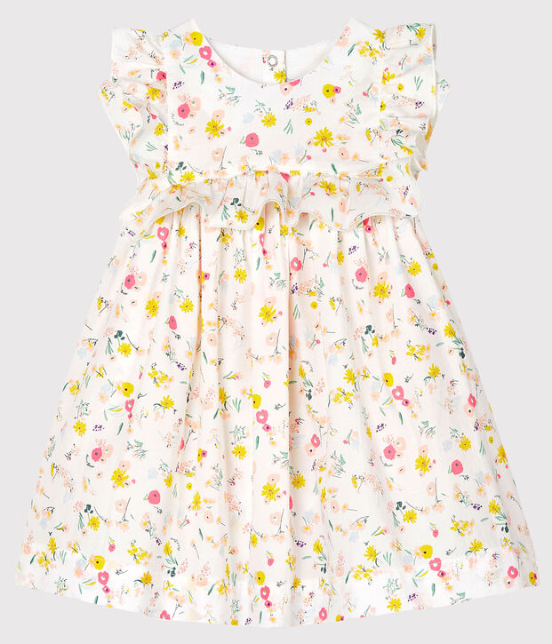 Robe manches courtes imprim&eacute;e b&eacute;b&eacute; fille blanc/multicouleur