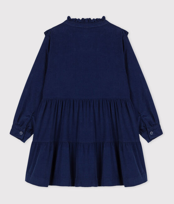 Robe manches longues en velours fin enfant fille BLEU FONCE