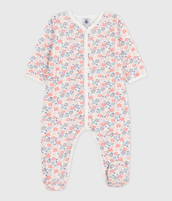 Pyjama bébé en velours imprimé fleuri blanc MARSHMALLOW/blanc MULTICO