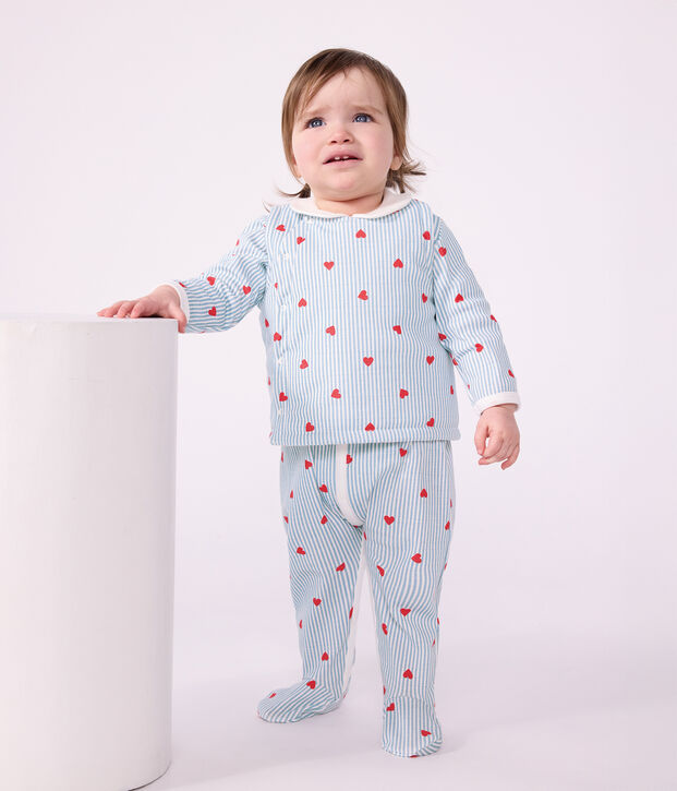 Gilet sans manche r&eacute;versible b&eacute;b&eacute; en coton imprim&eacute; c&oelig;urs blanc/multicouleur