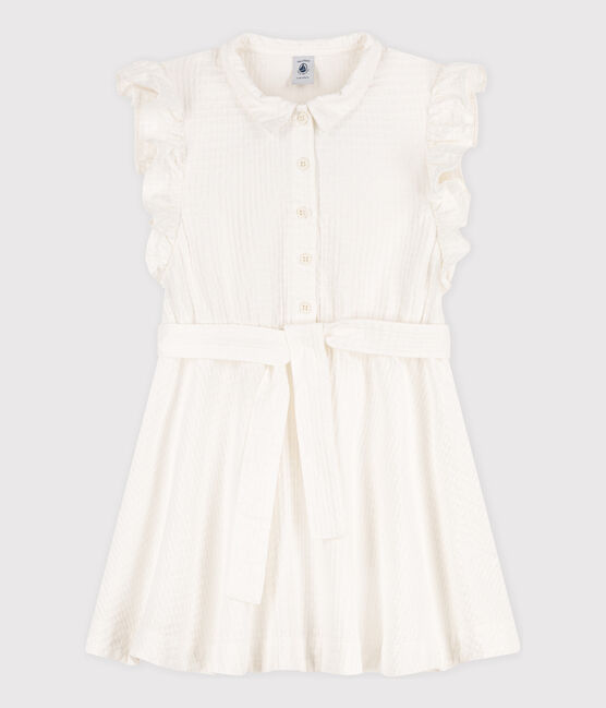 Robe sans manche en seersucker enfant fille blanc MARSHMALLOW