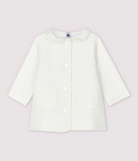 Veste cérémonie en chaîne et trame bébé fille blanc MARSHMALLOW