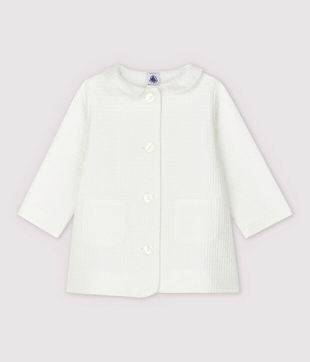Veste c&eacute;r&eacute;monie en cha&icirc;ne et trame b&eacute;b&eacute; fille blanc