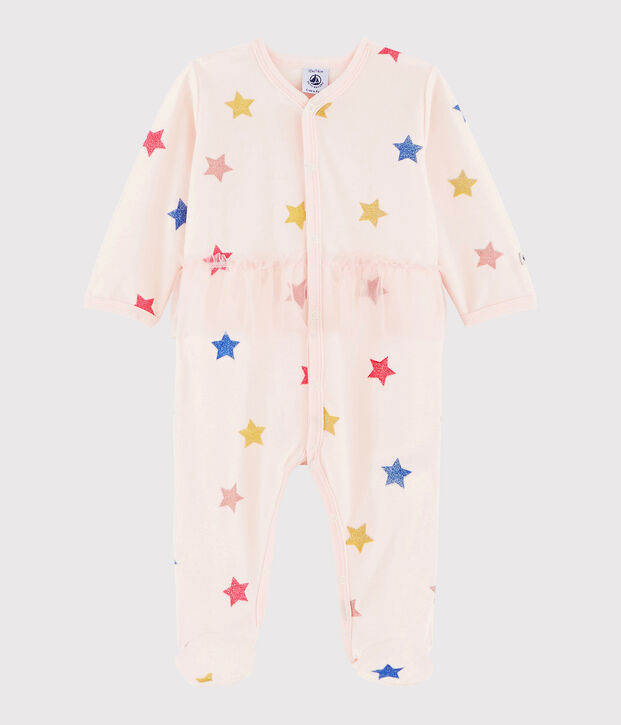 Dors-bien &agrave; &eacute;toiles b&eacute;b&eacute; fille en velours rose/multicouleur