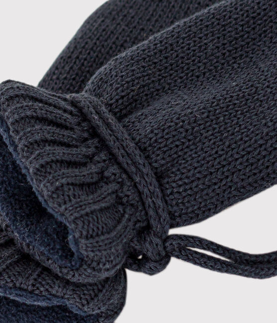 Moufles bébé en tricot doublées en polaire recyclée bleu SMOKING