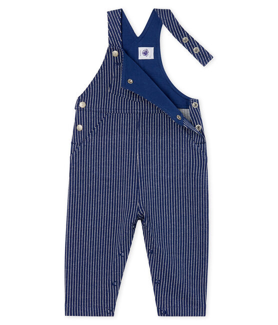 Salopette longue en maille rayée bébé garçon bleu SMOKING/blanc MARSHMALLOW