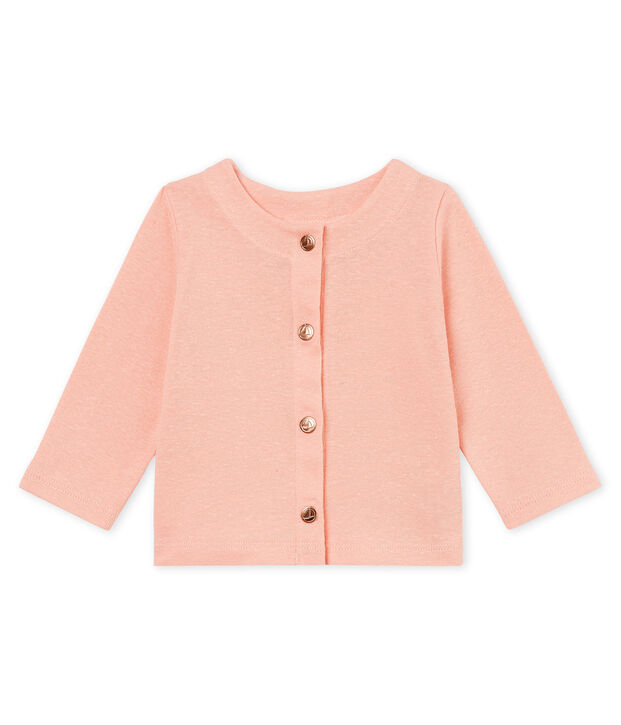Cardigan b&eacute;b&eacute; fille en coton/lin rose