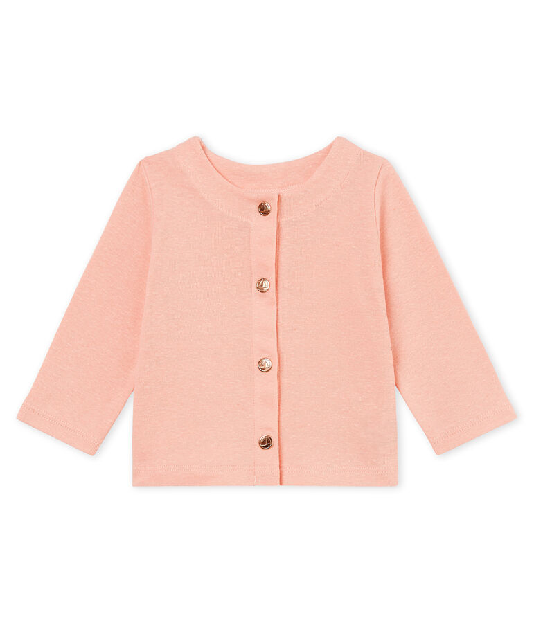 Cardigan b&eacute;b&eacute; fille en coton/lin rose