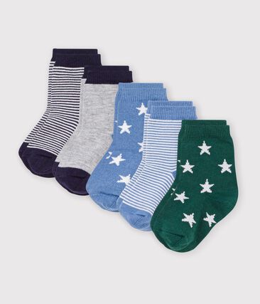 5 paires de chaussettes bébé en coton imprimé étoiles et rayures