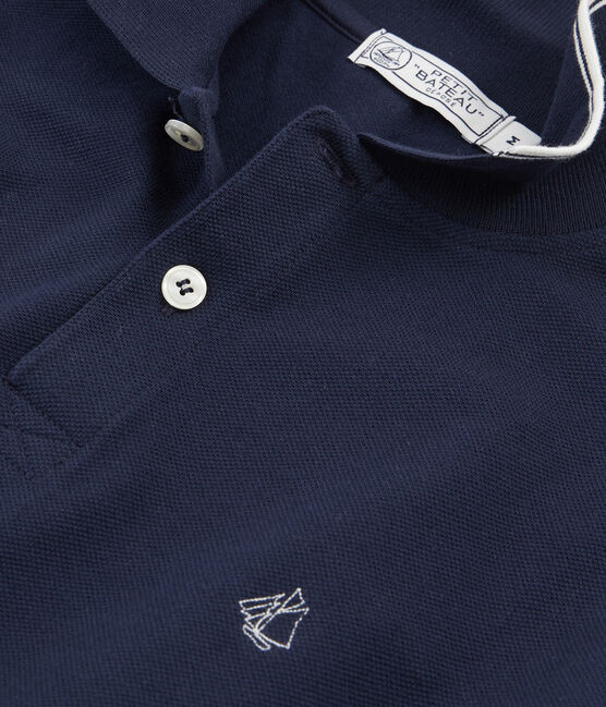 Polo manches courtes 100% coton jersey piqué. bleu SMOKING