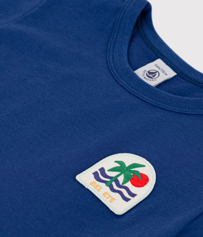 Tee-shirt enfant manches courtes en coton bleu
