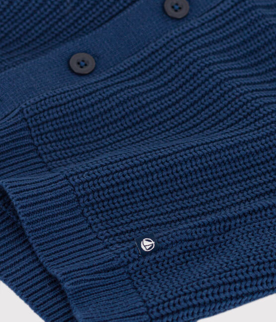 Cardigan en côte anglaises en coton enfant fille bleu INCOGNITO