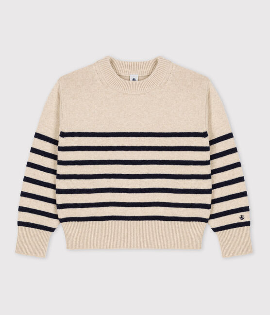 Pull en laine marinière Femme blanc AVALANCHE/bleu SMOKING