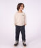 Tee-shirt enfant manches longues &agrave; rayures beige/&eacute;cru/beige