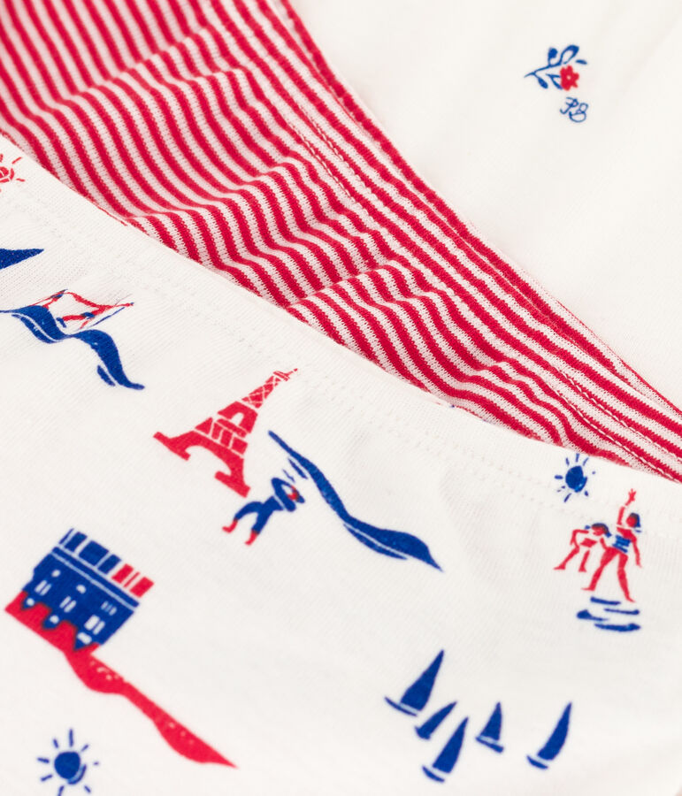 Lot de 3 shorties Paris en coton petite fille multicouleur