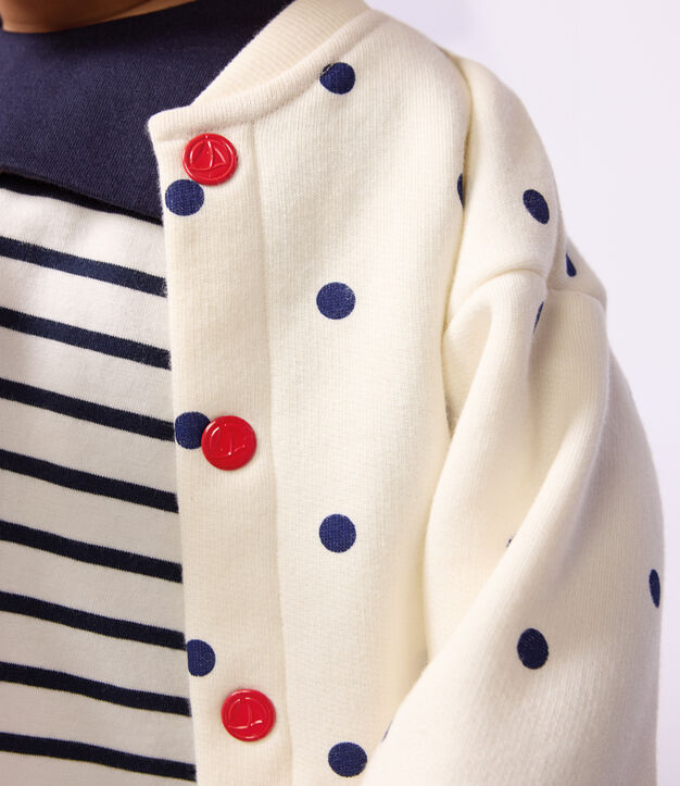 Veste teddy b&eacute;b&eacute; en coton, imprim&eacute;e &agrave; pois bleu/bleu