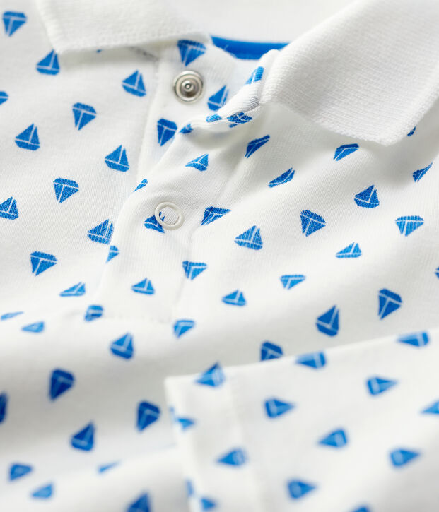 Body en coton b&eacute;b&eacute;. blanc/bleu