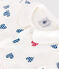 Combinaison courte bébé en coton avec col cœurs rayé blanc MARSHMALLOW/blanc MULTICO