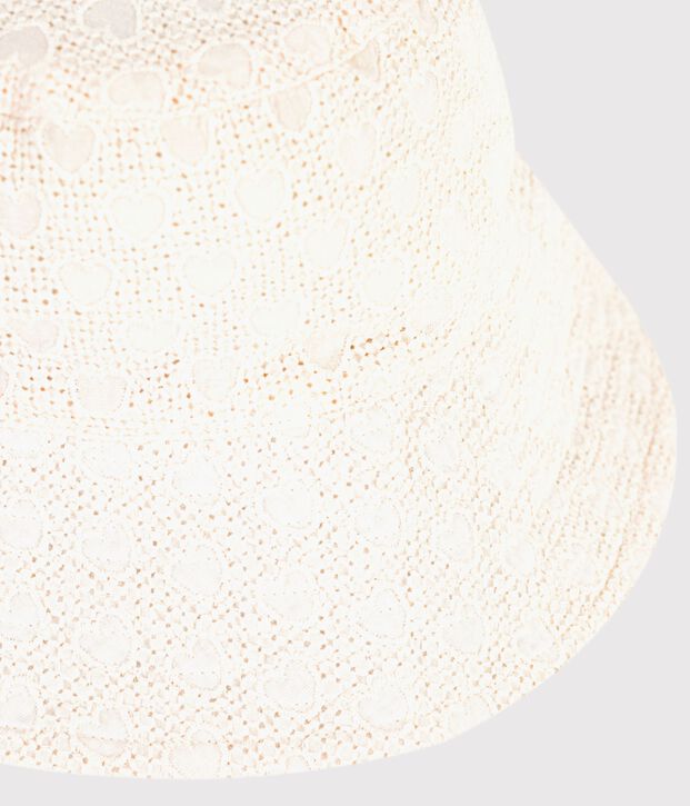 Capeline enfant en popeline broderie anglaise blanc