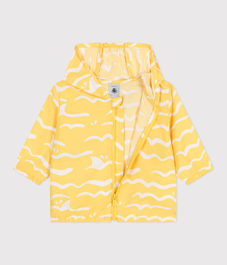 Coupe-vent b&eacute;b&eacute; anti-UV en polyester, imprim&eacute; requin jaune ORGE/blanc MARSHMALLOW