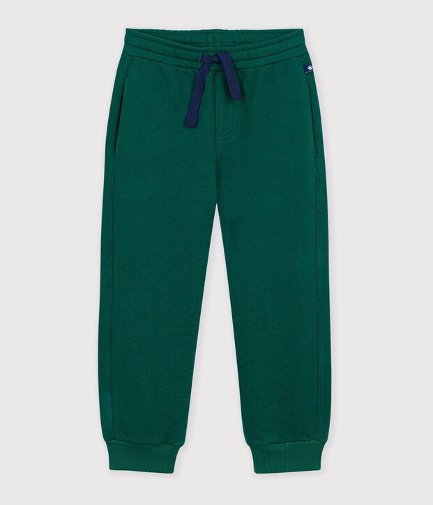 Pantalon de jogging enfant en coton vert fonc&eacute;