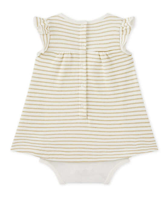 Robe body bébé fille à rayures blanc MARSHMALLOW/jaune DORE
