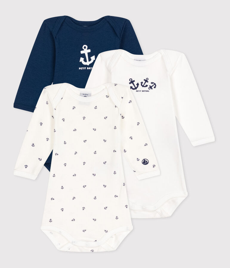 Lot de 3 bodies manches longues en coton b&eacute;b&eacute; multicouleur