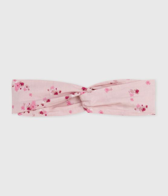 Bandeau bébé en popeline imprimé fleurs rose JOLI/blanc MULTICO