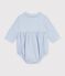 Combinaison courte b&eacute;b&eacute; en coton, &agrave; col imprim&eacute; vichy bleu/blanc