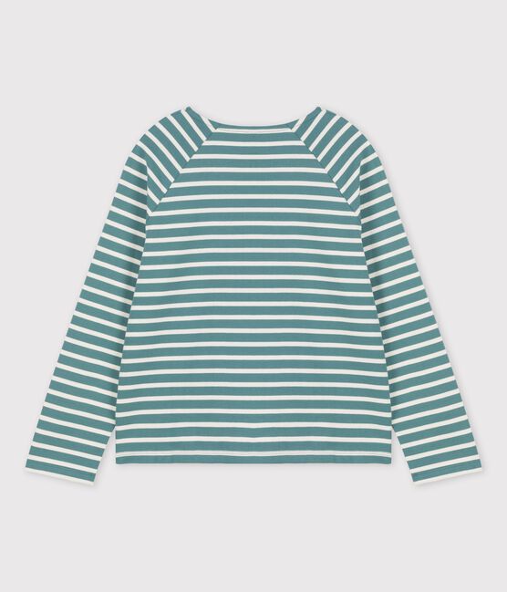 Marinière boutonnée en coton Femme vert BRUT/blanc AVALANCHE