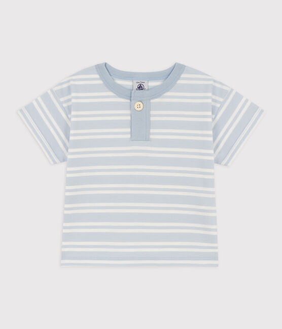 Tee-shirt manches courtes bébé en jersey rayé GOMME/ MARSHMALLOW