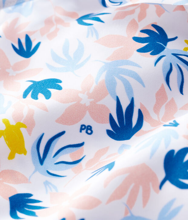 Maillot de bain 1 pi&egrave;ce &eacute;coresponsable b&eacute;b&eacute; fille blanc/multicouleur