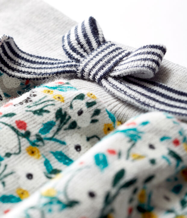 Pantalon b&eacute;b&eacute; fille en molleton imprim&eacute; gris/multicouleur