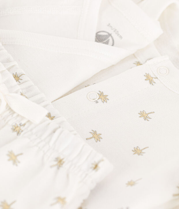 Ensemble imprim&eacute; en coton b&eacute;b&eacute; blanc/multicouleur