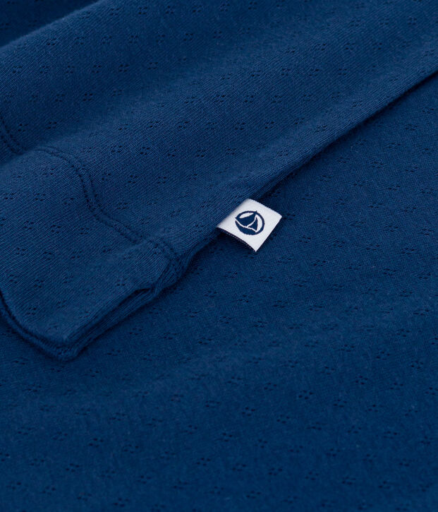 Chemise de nuit femme en coton manches courtes bleu