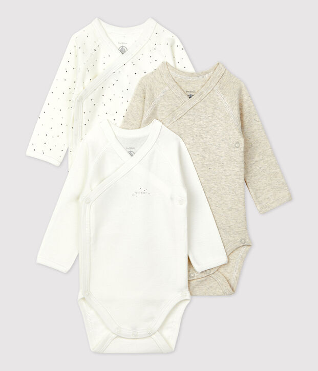 Lot de 3 bodies b&eacute;b&eacute; en coton biologique multicouleur