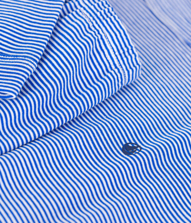 Pyjama enfant en coton &agrave; rayures bleu/blanc