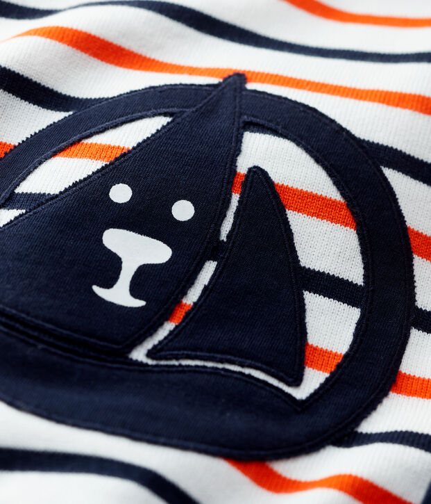 Sweatshirt en molleton b&eacute;b&eacute;. blanc/bleu/orange